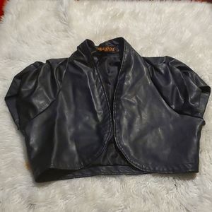 Faux leather cropped bolero shrug